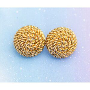 Vintage Spiral Rope Clip On Earrings | Gold Tone Clip On Earrings | J10